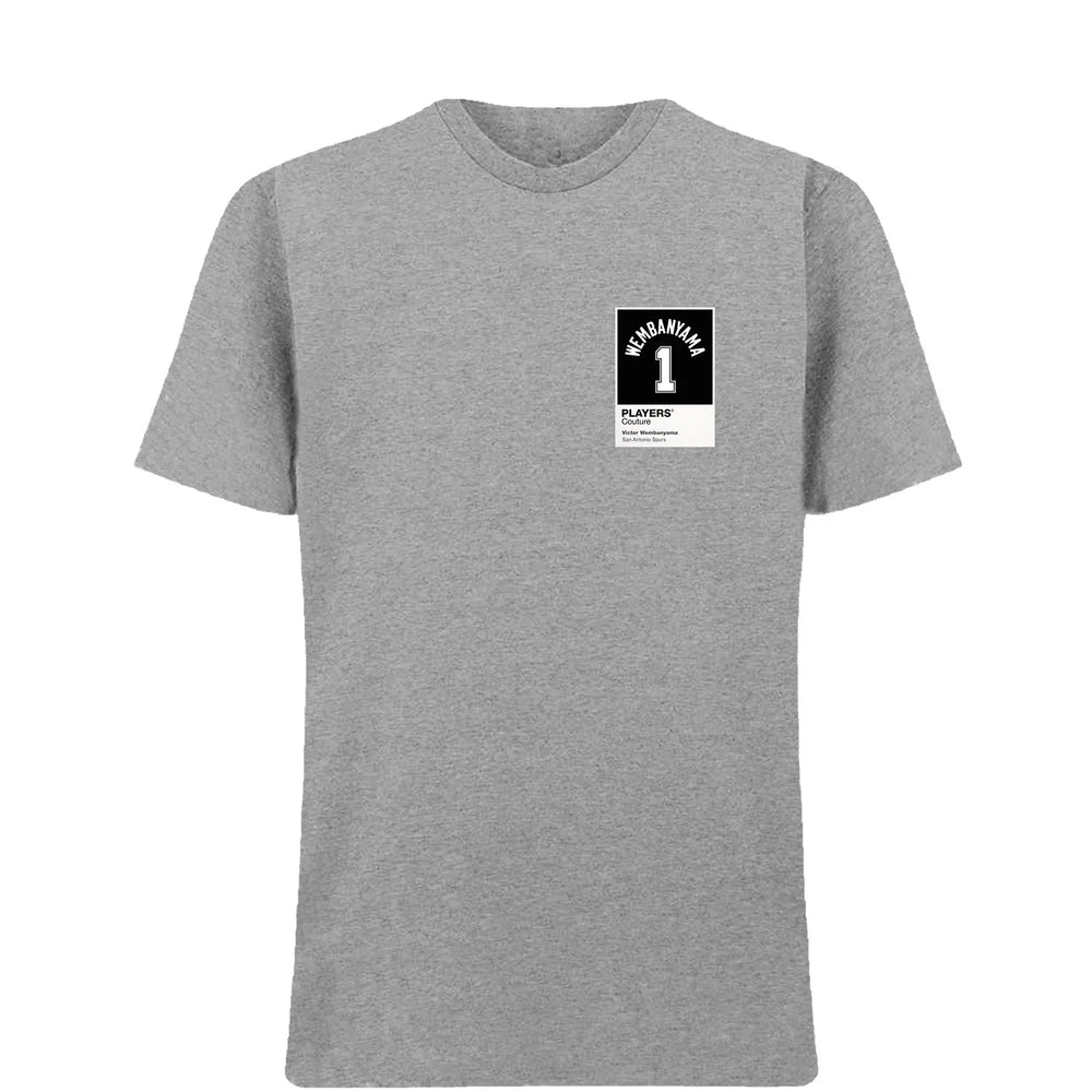 Victor Wembanyama 1 t-shirt – grey men's t-shirt featuring the Victor Wembanyama 1 Players Couture logo