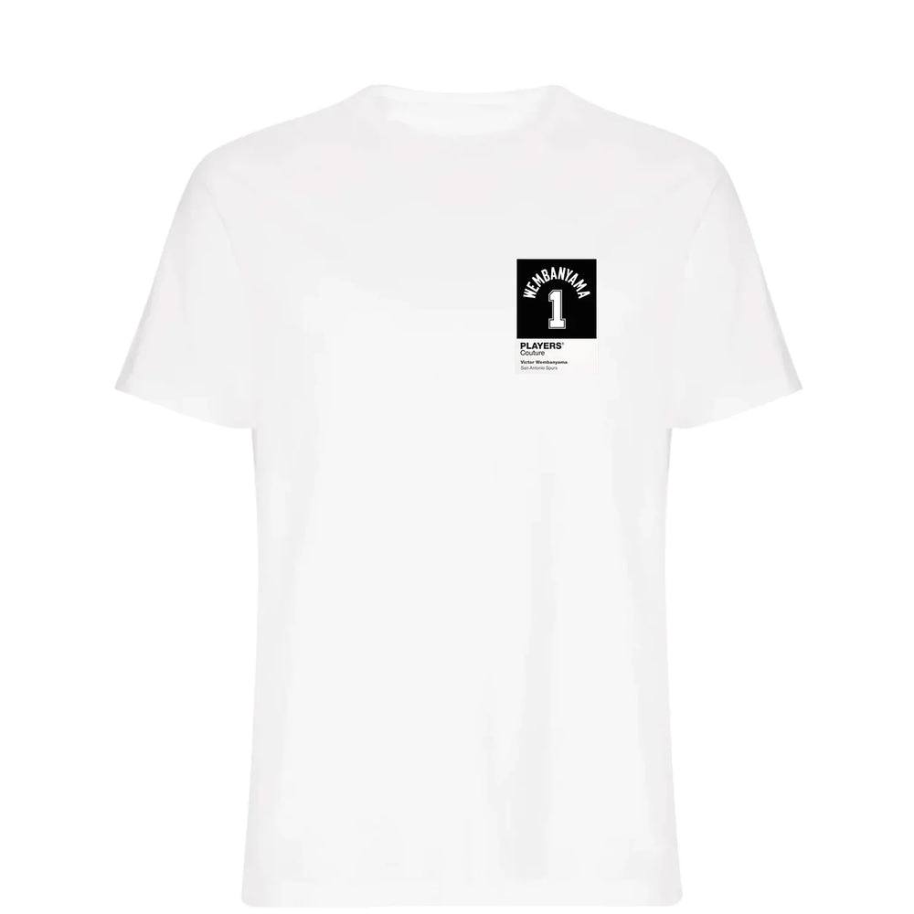 Victor Wembanyama 1 t-shirt – white men's t-shirt featuring the Victor Wembanyama 1 Players Couture logo