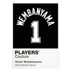 Victor Wembanyama 1 Jersey Frame Men's T-Shirt – white close-up detail shot of the Victor Wembanyama Players Couture logo