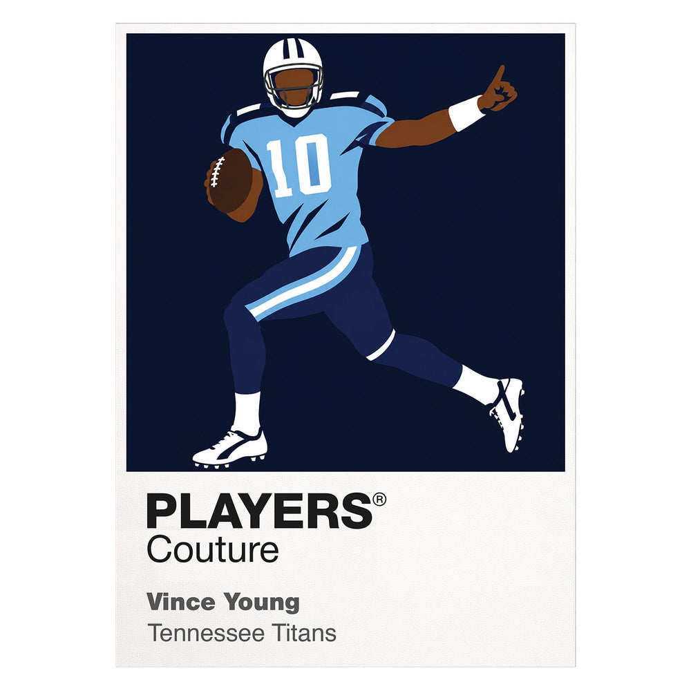 Vince Young Titans number ten and Offensive Rookie of the Year Icon Frame artwork on white