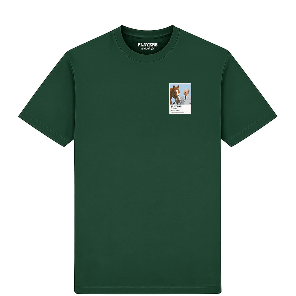 Vincent O’Brien horse racing T-shirt – mens forest green tshirt view