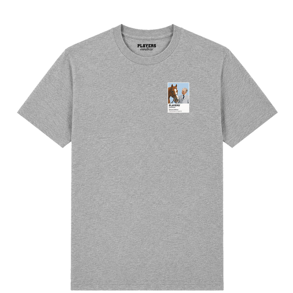 Vincent O’Brien horse racing T-shirt – mens grey tshirt view