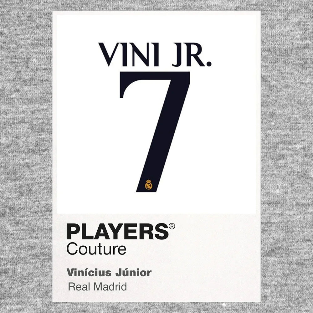 Vinicius Junior 7 Football Shirt Frame Men's Hoodie – grey close-up detail shot of the Vinicius Junior 7 Football Players