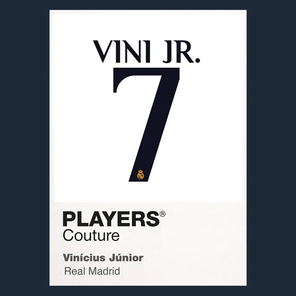 Vinicius Junior 7 Football Shirt Frame Men's Hoodie – navy close-up detail shot of the Vinicius Junior 7 Football Players