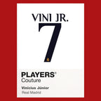 Vinicius Junior 7 Football Shirt Frame Men's Hoodie – red close-up detail shot of the Vinicius Junior 7 Football Players