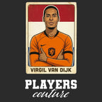 Virgil Van Dijk 2026 World Cup Sticker Men's T-Shirt – black close-up detail shot of the Virgil Van Dijk 2026 World Cup