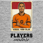Virgil Van Dijk 2026 World Cup Sticker Men's T-Shirt – grey close-up detail shot of the Virgil Van Dijk 2026 World Cup