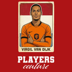 Virgil Van Dijk 2026 World Cup Sticker Men's T-Shirt – red close-up detail shot of the Virgil Van Dijk 2026 World Cup