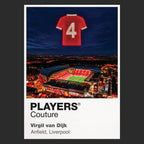 Virgil van Dijk Liverpool number 4 Icons in Lights Frame artwork in black