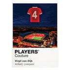 Virgil van Dijk Liverpool number 4 Icons in Lights Frame artwork in white