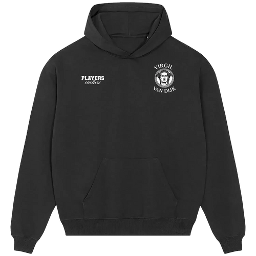 Virgil Van Dijk hoodie – black men's hoodie featuring the Virgil Van Dijk Players Couture logo