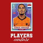 Virgil Van Dijk World Cup Sticker Men's T-Shirt – red close-up detail shot of the Virgil Van Dijk World Cup Players Couture