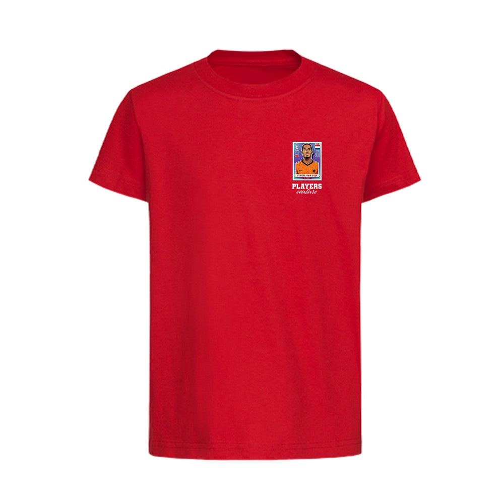 Virgil Van Dijk World Cup Sticker Kids T-Shirt – virgil van dijk sticker kids red tshirt Players Couture design