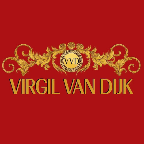 Virgil Van Dijk VVD Logo Kids Hoodie – red close-up detail shot of the Virgil Van Dijk VVD Players Couture logo design