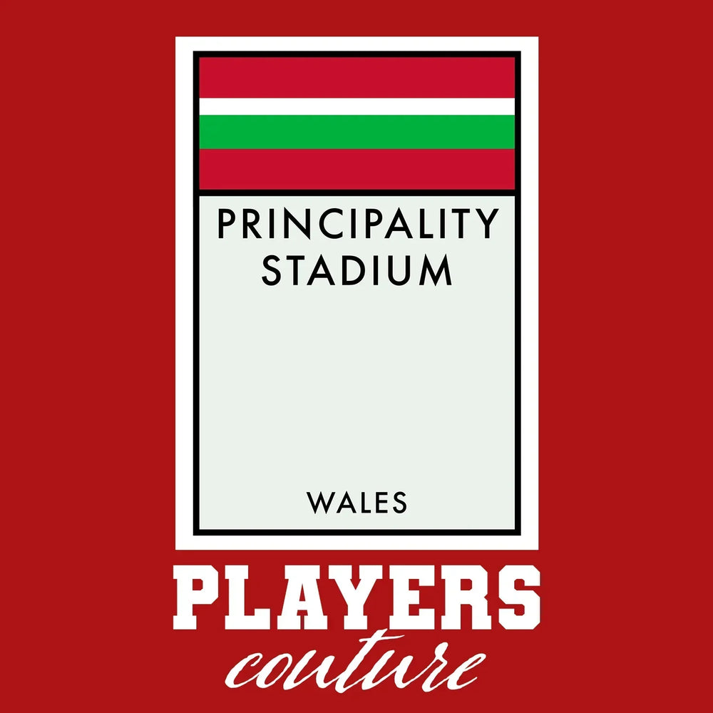 Wales hoodie – red men's hoodie with white Wales letters and Players Couture logo on the chest