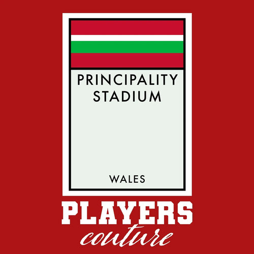 Wales hoodie – red men's hoodie with white Wales letters and Players Couture logo on the chest