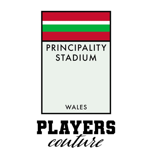 Wales Monopoly Card hoodie – white men's hoodie with black Wales Monopoly Card letters and Players Couture logo on the chest