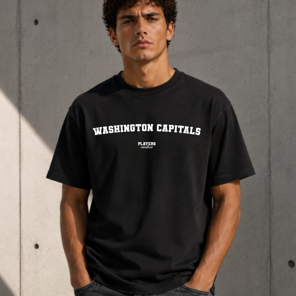 Washington Capitals Men's T-Shirt — lifestyle photo, Black t-shirt
