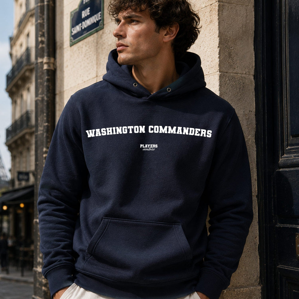 Washington Commanders navy hoodie lifestyle image 2