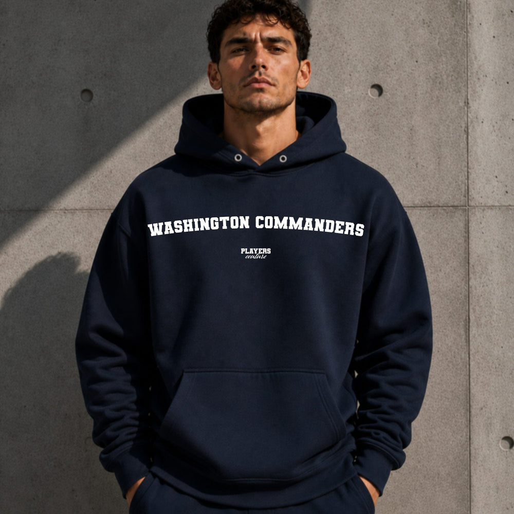 Washington Commanders navy hoodie lifestyle image