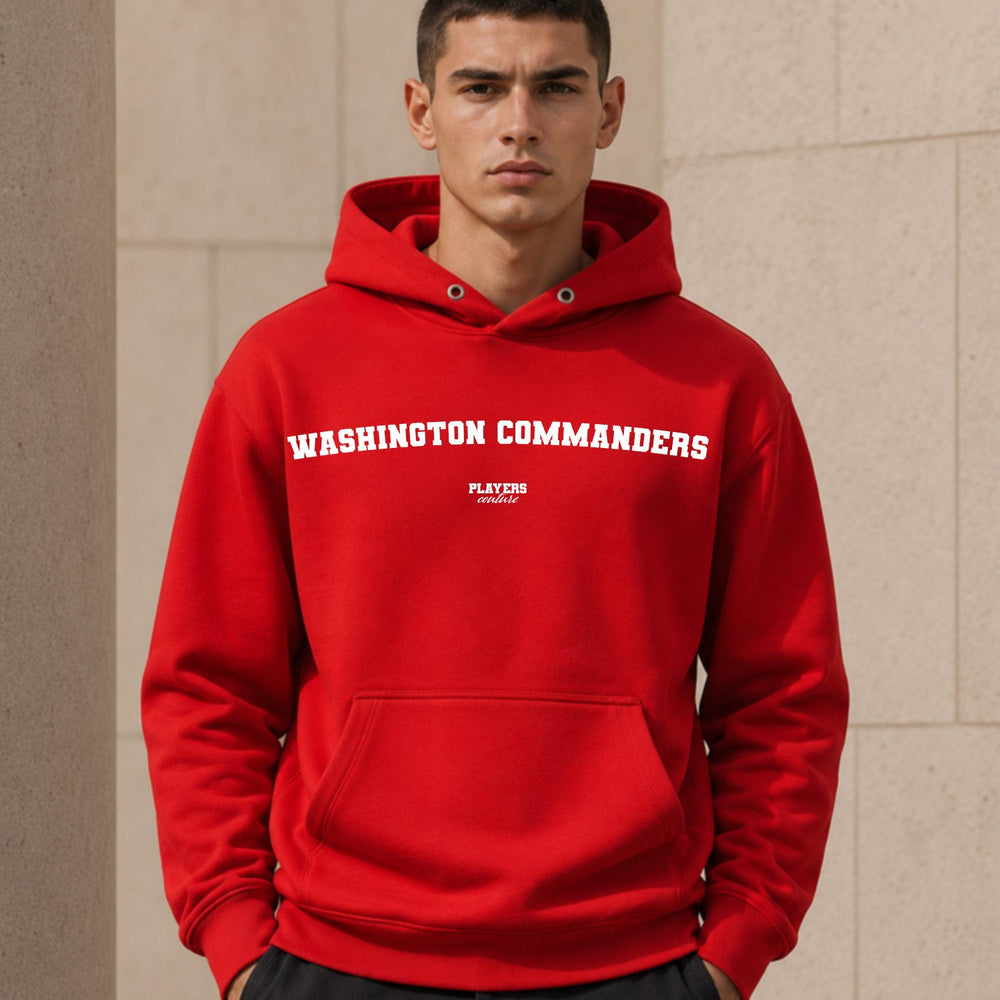 Washington Commanders red hoodie lifestyle image 2