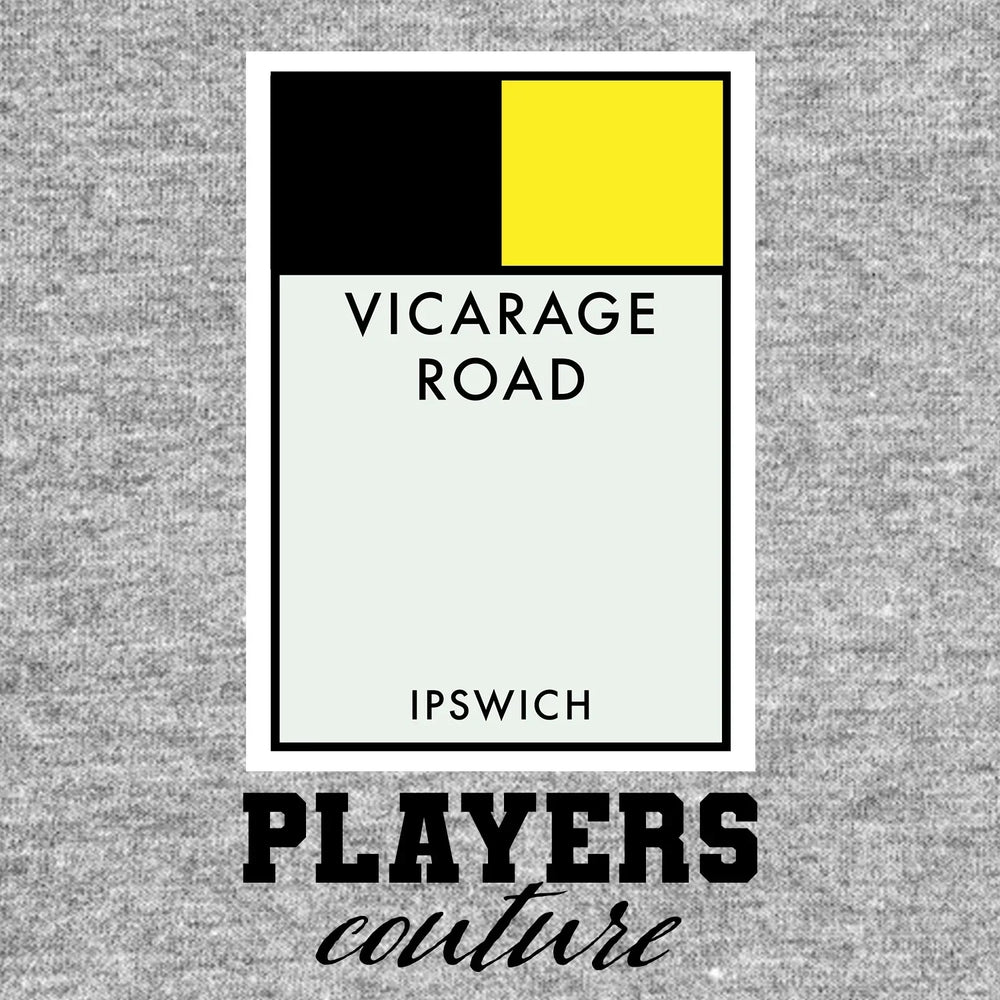 Watford Monopoly Card hoodie – grey men's hoodie with black Watford Monopoly Card letters and Players Couture logo on the