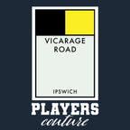 Watford Monopoly Card hoodie – navy men's hoodie with white Watford Monopoly Card letters and Players Couture logo on the