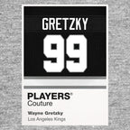 Wayne Gretzky 99 Kings Jersey Frame Men's T-Shirt – grey close-up detail shot of the Wayne Gretzky 99 Kings Players Couture