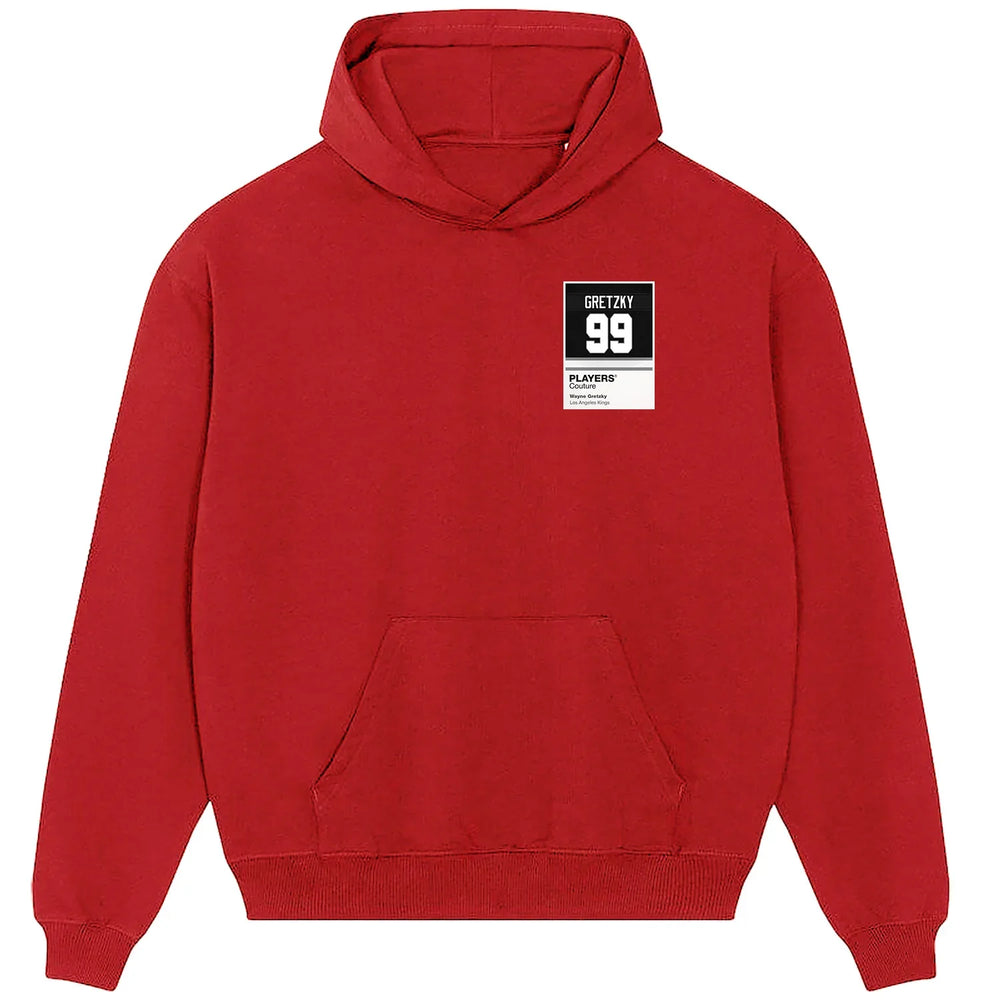 Wayne Gretzky 99 Kings hoodie – red men's hoodie featuring the Wayne Gretzky 99 Kings Players Couture logo