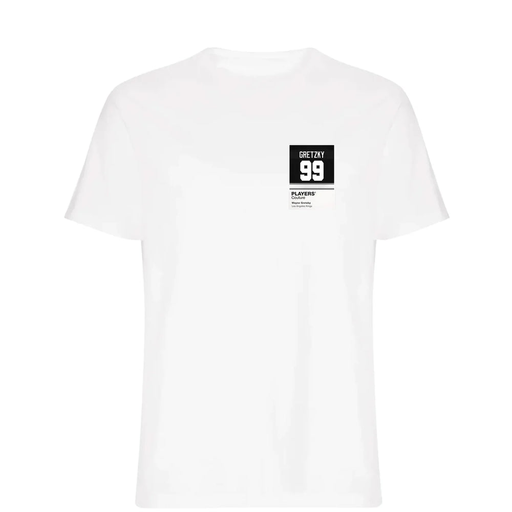 Wayne Gretzky 99 Kings t-shirt – white men's t-shirt featuring the Wayne Gretzky 99 Kings Players Couture logo