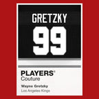 Wayne Gretzky 99 Kings Jersey Frame Men's T-Shirt – red close-up detail shot of the Wayne Gretzky 99 Kings Players Couture