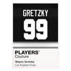 Wayne Gretzky 99 Kings Jersey Frame Men's T-Shirt – white close-up detail shot of the Wayne Gretzky Players Couture logo