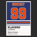 Wayne Gretzky 99 Oilers Jersey Frame Men's T-Shirt – black close-up detail shot of the Wayne Gretzky 99 Oilers Players