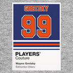 Wayne Gretzky 99 Oilers Jersey Frame Men's T-Shirt – grey close-up detail shot of the Wayne Gretzky 99 Oilers Players
