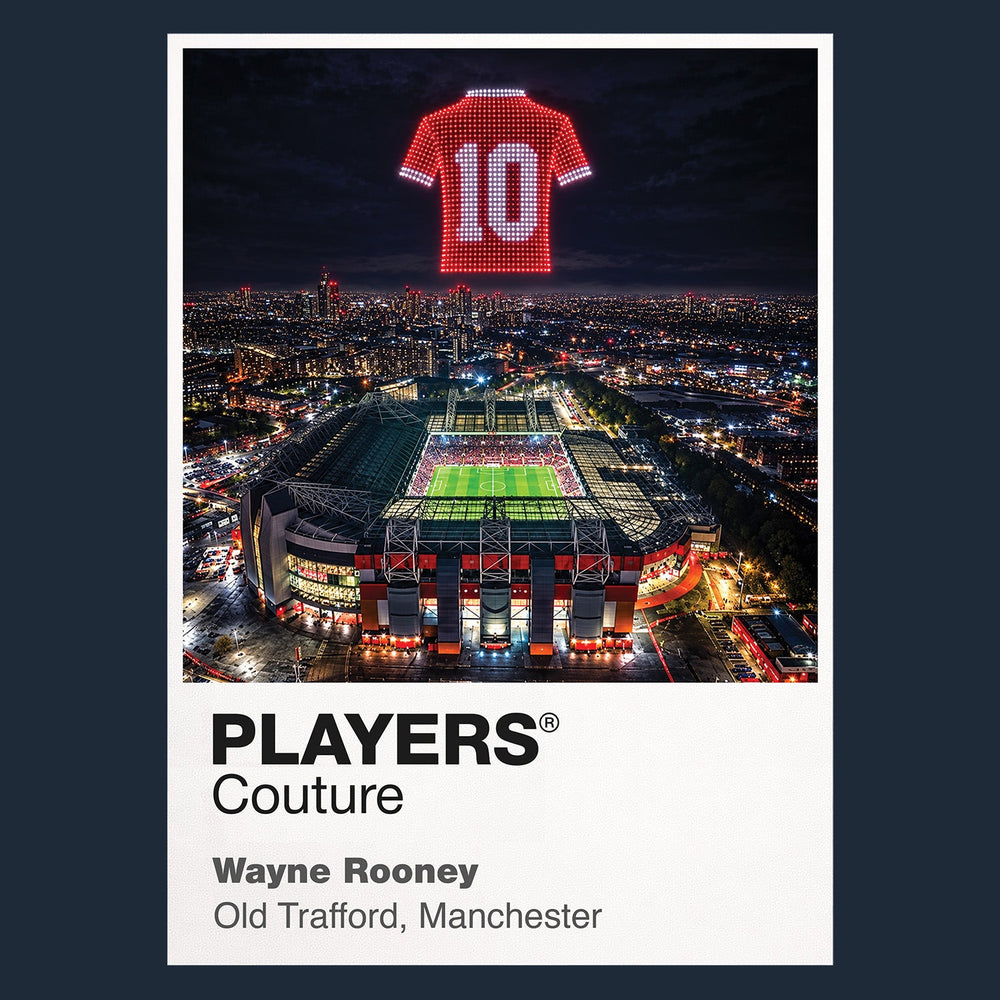 Wayne Rooney Manchester United number 10 Icons in Lights Frame artwork in navy