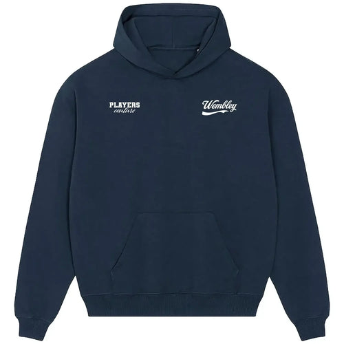Wembley hoodie – navy men's hoodie featuring the Wembley Players Couture logo