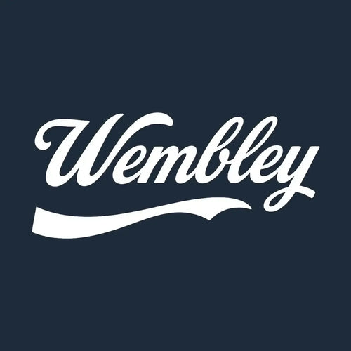 Wembley Logo Men's Hoodie – navy close-up detail shot of the Wembley Players Couture logo design