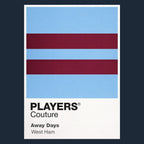 West Ham United Away Classic Football Shirt Colours Frame Men's T-Shirt – navy close-up detail shot of the West Ham United