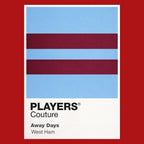 West Ham United Away Classic Football Shirt Colours Frame Men's T-Shirt – red close-up detail shot of the West Ham United