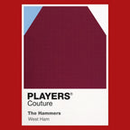 West Ham United Classic Football Shirt Colours Frame Men's T-Shirt – red close-up detail shot of the West Ham United Players