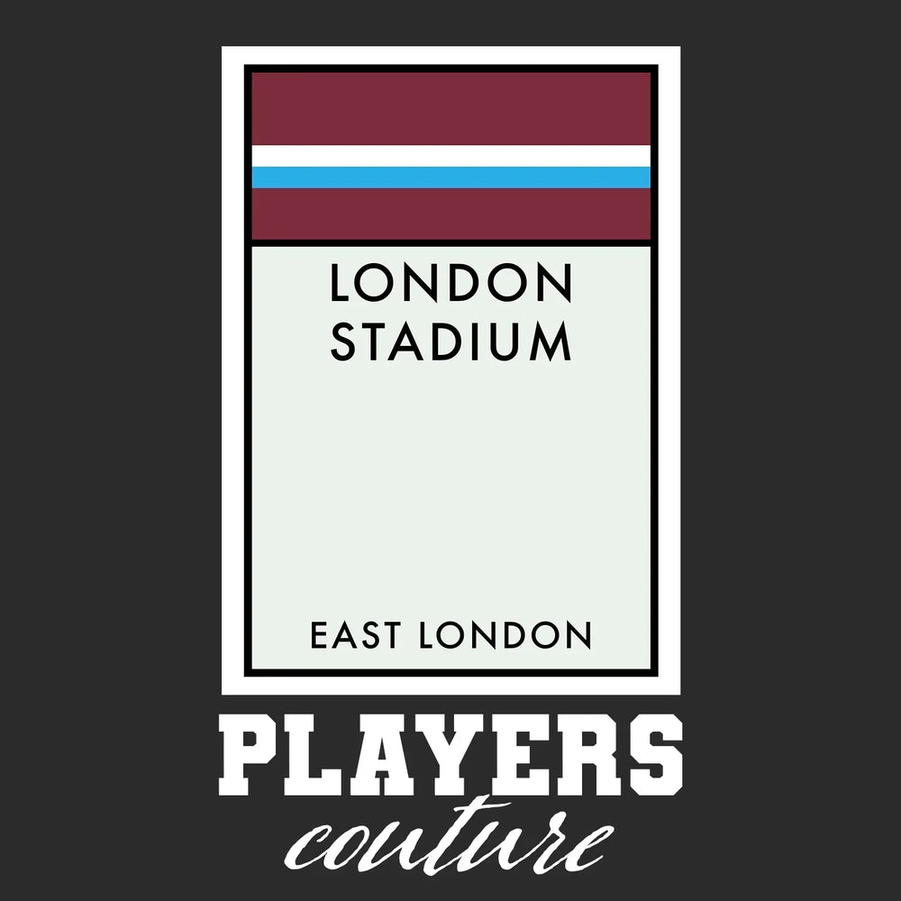 West Ham United New Monopoly Card hoodie – black men's hoodie with white West Ham United New Monopoly Card letters and