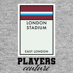 West Ham United hoodie – grey men's hoodie with black West Ham United letters and Players Couture logo on the chest