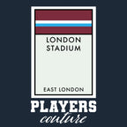 West Ham United New Monopoly Card hoodie – navy men's hoodie with white West Ham United New Monopoly Card letters and
