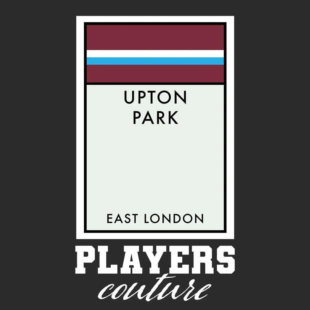 West Ham United Monopoly Card hoodie – black men's hoodie with white West Ham United Monopoly Card letters and Players