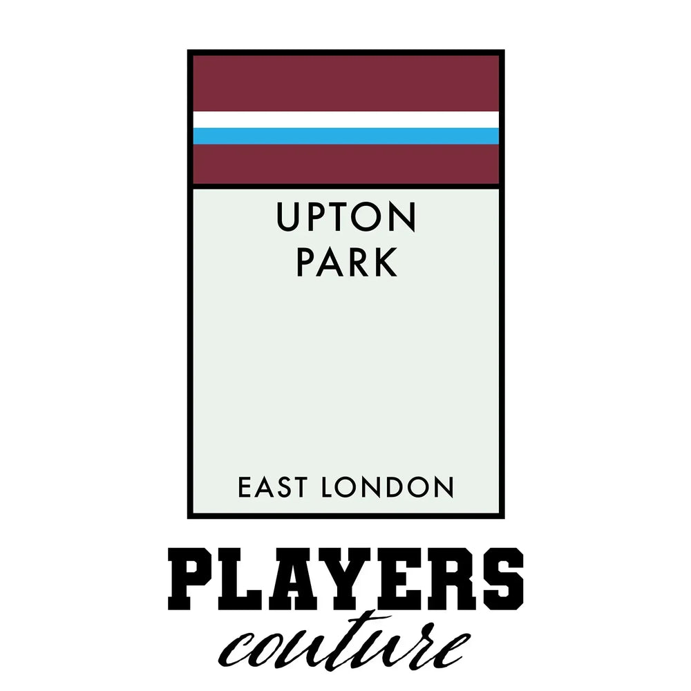 West Ham United Monopoly Card hoodie – white men's hoodie with black West Ham United Monopoly Card letters and Players