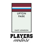 West Ham United Monopoly Card hoodie – white men's hoodie with black West Ham United Monopoly Card letters and Players