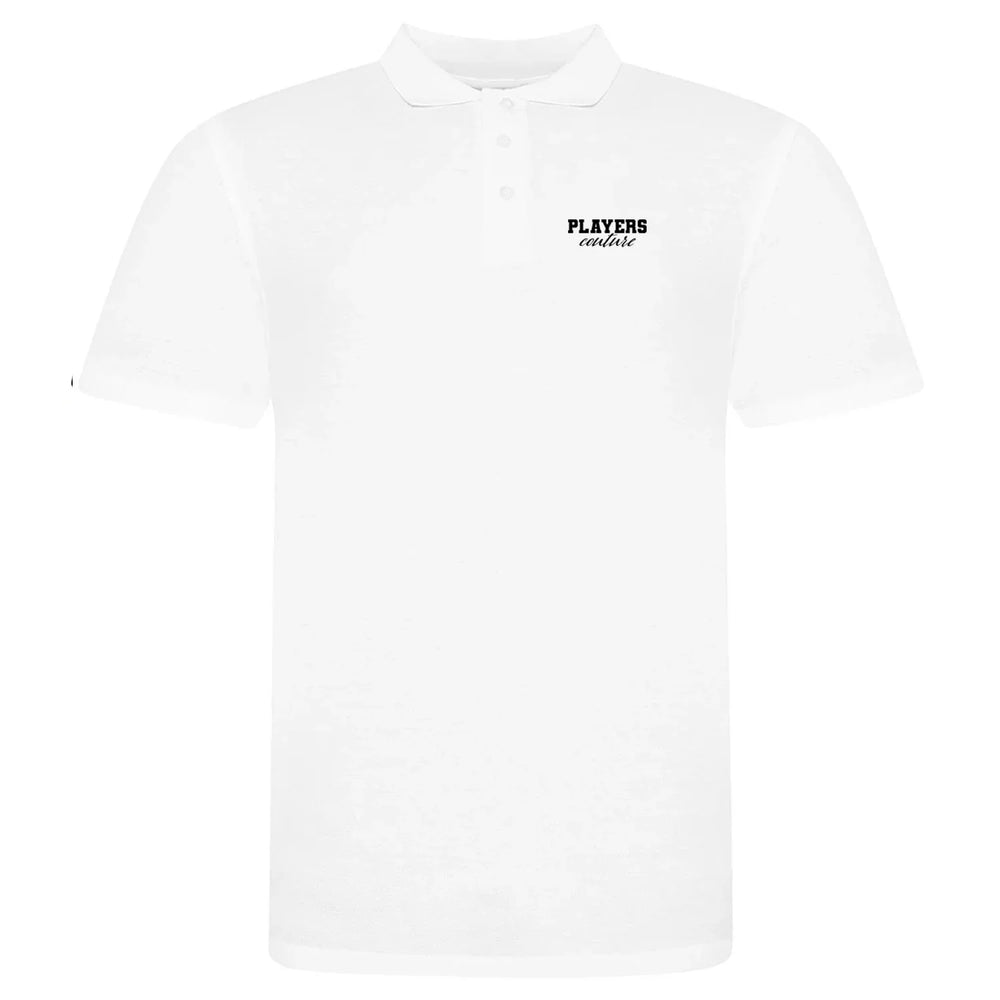 Essentials Collection hoodie – white men's hoodie with black Essentials Collection letters and Players Couture logo on the