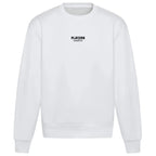 Essentials Collection hoodie – white men's hoodie with black Essentials Collection letters and Players Couture logo on the