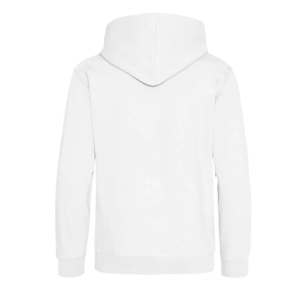 Essentials Collection hoodie – white kids' hoodie with black Essentials Collection letters and Players Couture logo on the