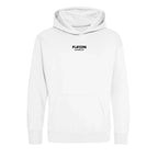 Essentials Collection hoodie – white kids' hoodie with black Essentials Collection letters and Players Couture logo on the